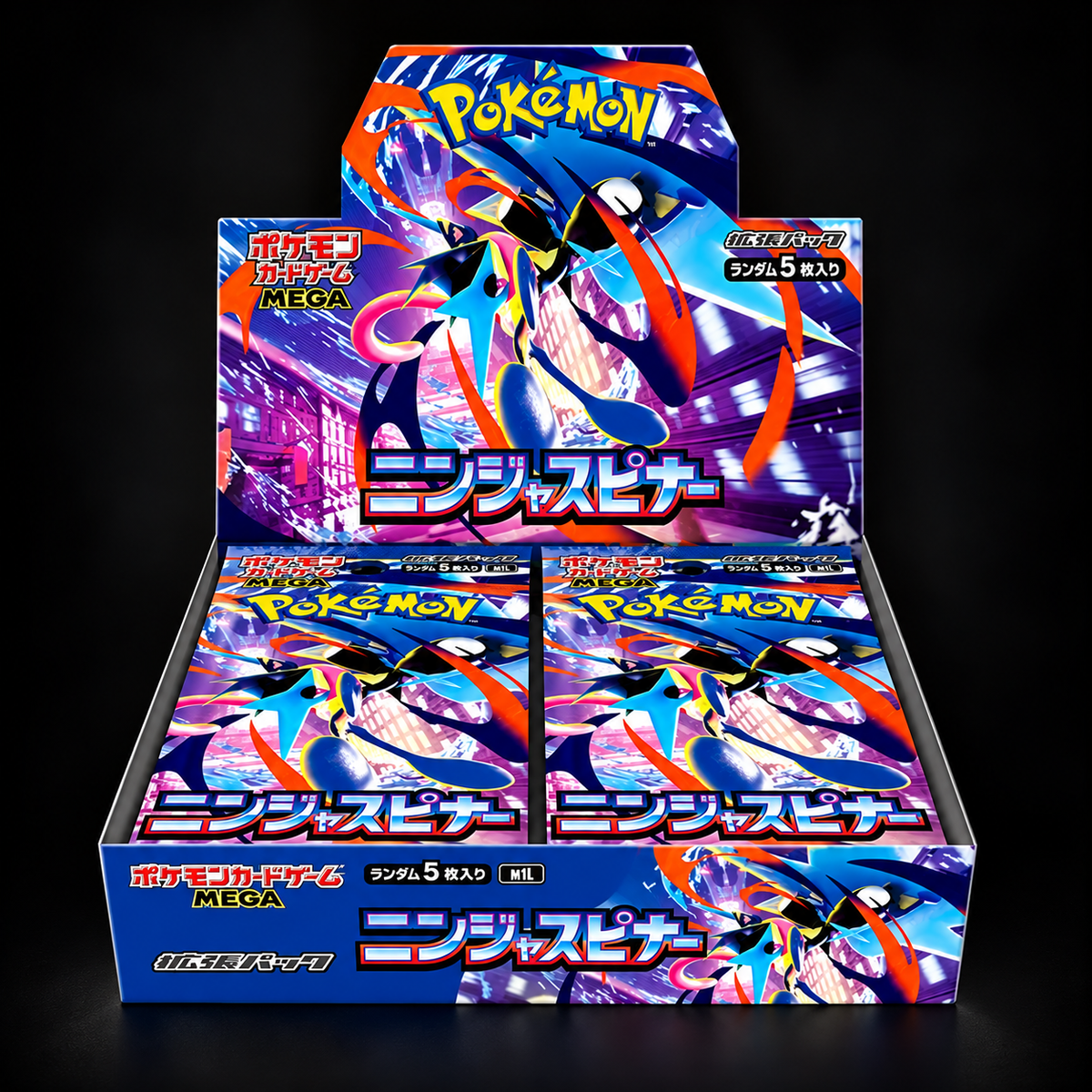 Pokémon TCG Ninja Spinner Japanese Booster Box on black background
